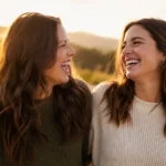 Two sisters laughing together, representing unique sister quotes about real sisterhood